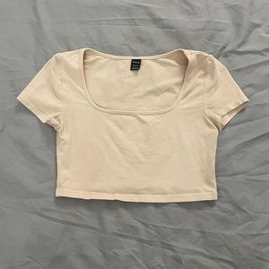 cropped tan shirt